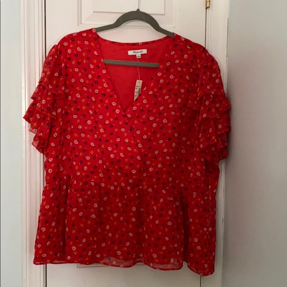 Madewell Prairie Posies Floral Flutter Top
